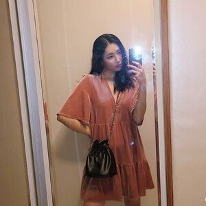 Zara Terracotta V-Neck Tiered Dress